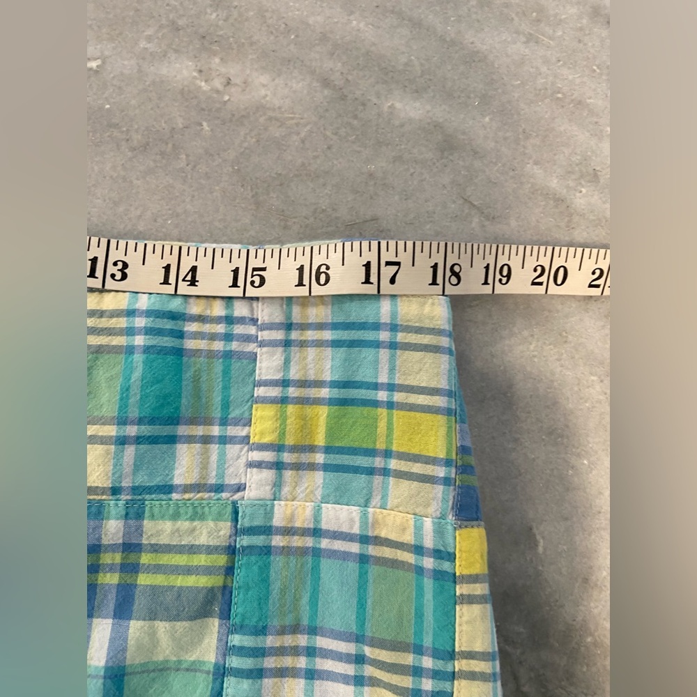 Talbots Size 14 Blue Patchwork Madras Cotton Line… - image 8